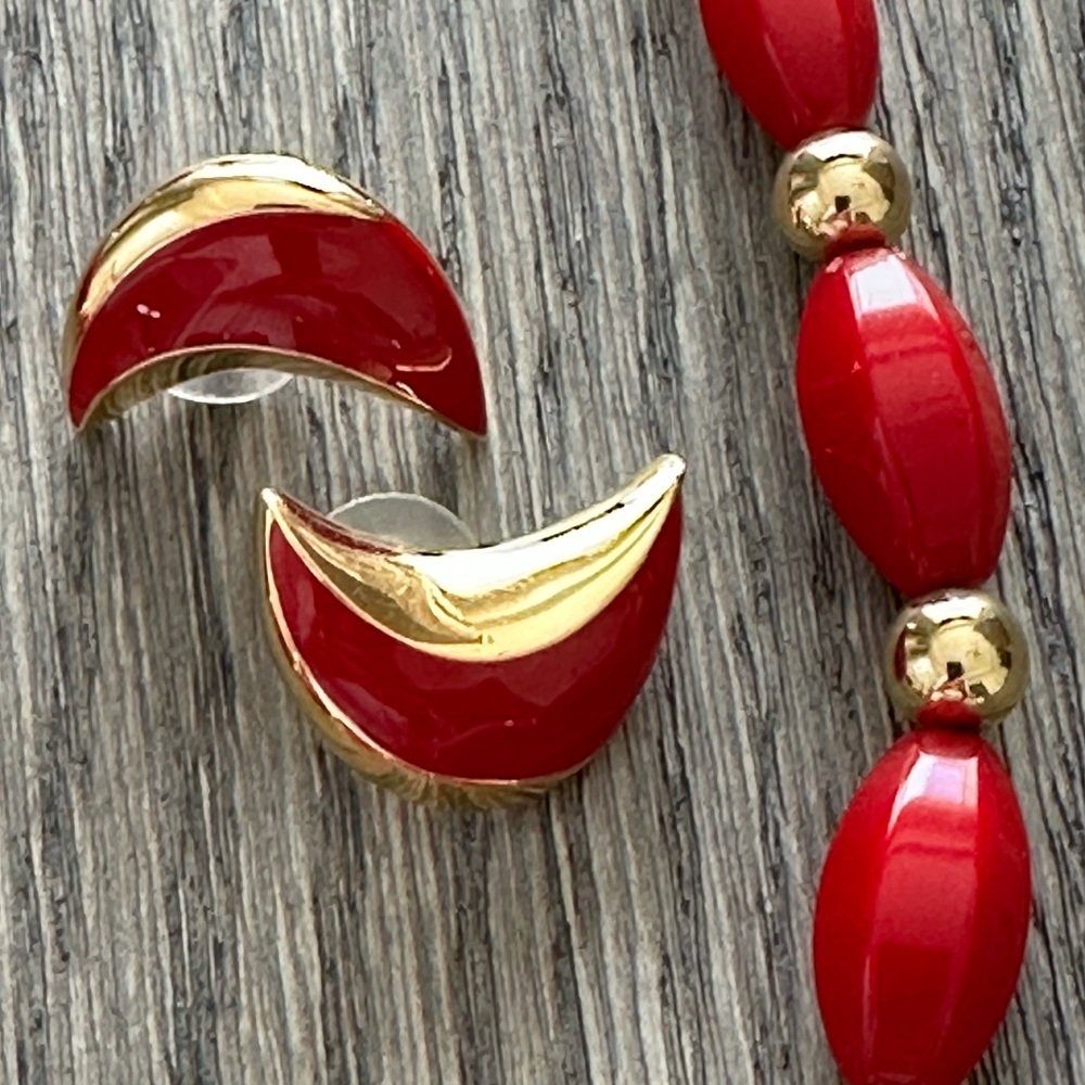 Red Necklace and Earrings Set